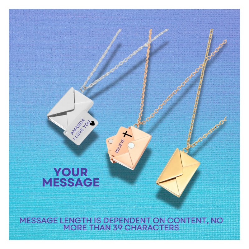 Custom Love Letter Envelope Pendant Necklace - Personalized Confession Locket - LUCKY FIG