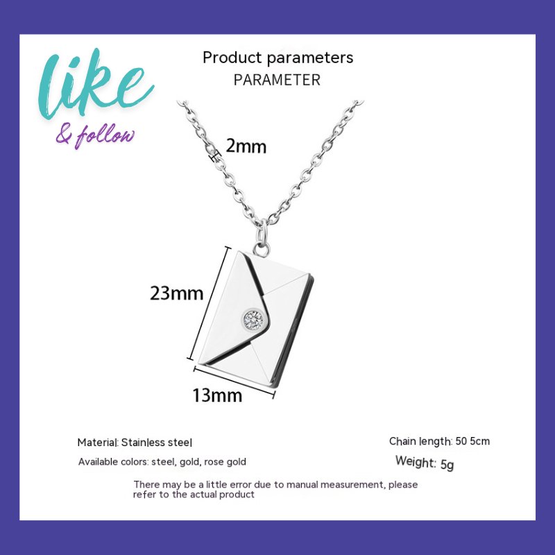 Custom Love Letter Envelope Pendant Necklace - Personalized Confession Locket - LUCKY FIG