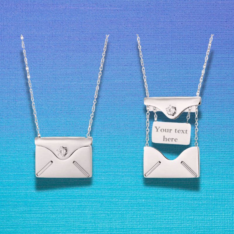 Custom Love Letter Envelope Pendant Necklace - Personalized Confession Locket - LUCKY FIG