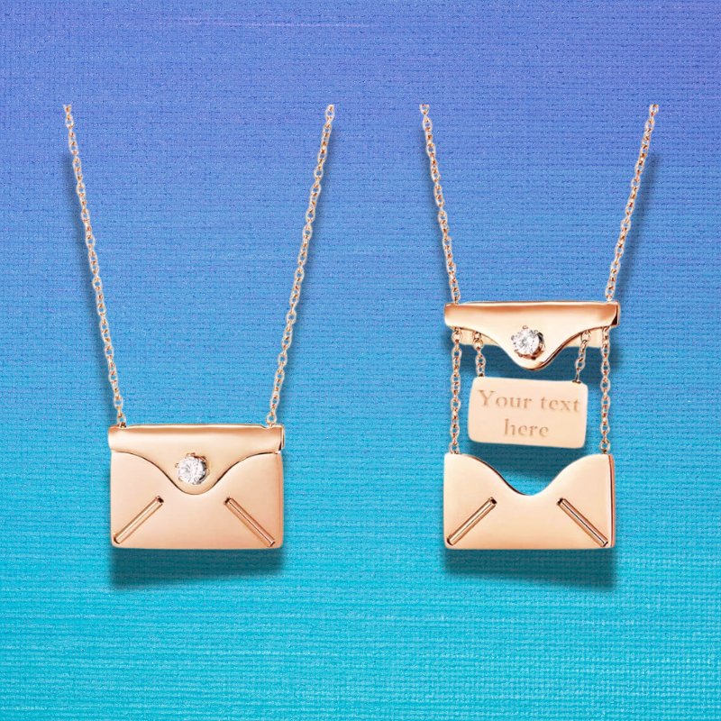 Custom Love Letter Envelope Pendant Necklace - Personalized Confession Locket - LUCKY FIG