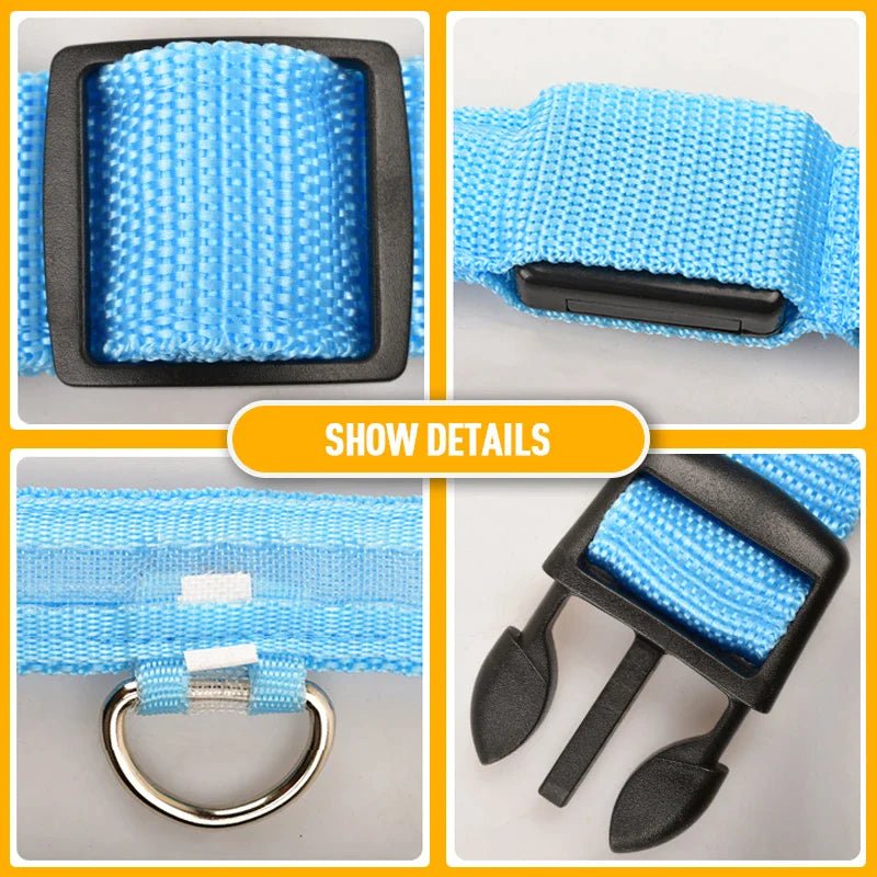 LED Adjustable Dog Collar Blinking Flashing Light up Glow Pets Safety Waterproof - LUCKY FIG