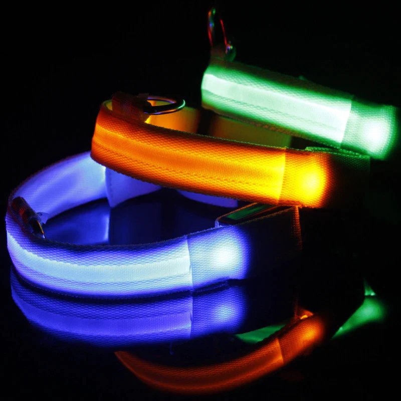LED Adjustable Dog Collar Blinking Flashing Light up Glow Pets Safety Waterproof - LUCKY FIG