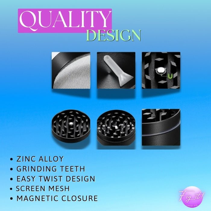 Premium Magnetic Closer 4 Layer Herb Grinder - 4 - Piece, Sharp Teeth, Portable - LUCKY FIG