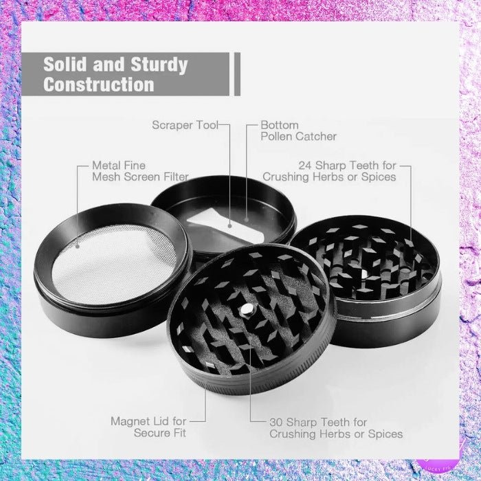 Premium Magnetic Closer 4 Layer Herb Grinder - 4 - Piece, Sharp Teeth, Portable - LUCKY FIG