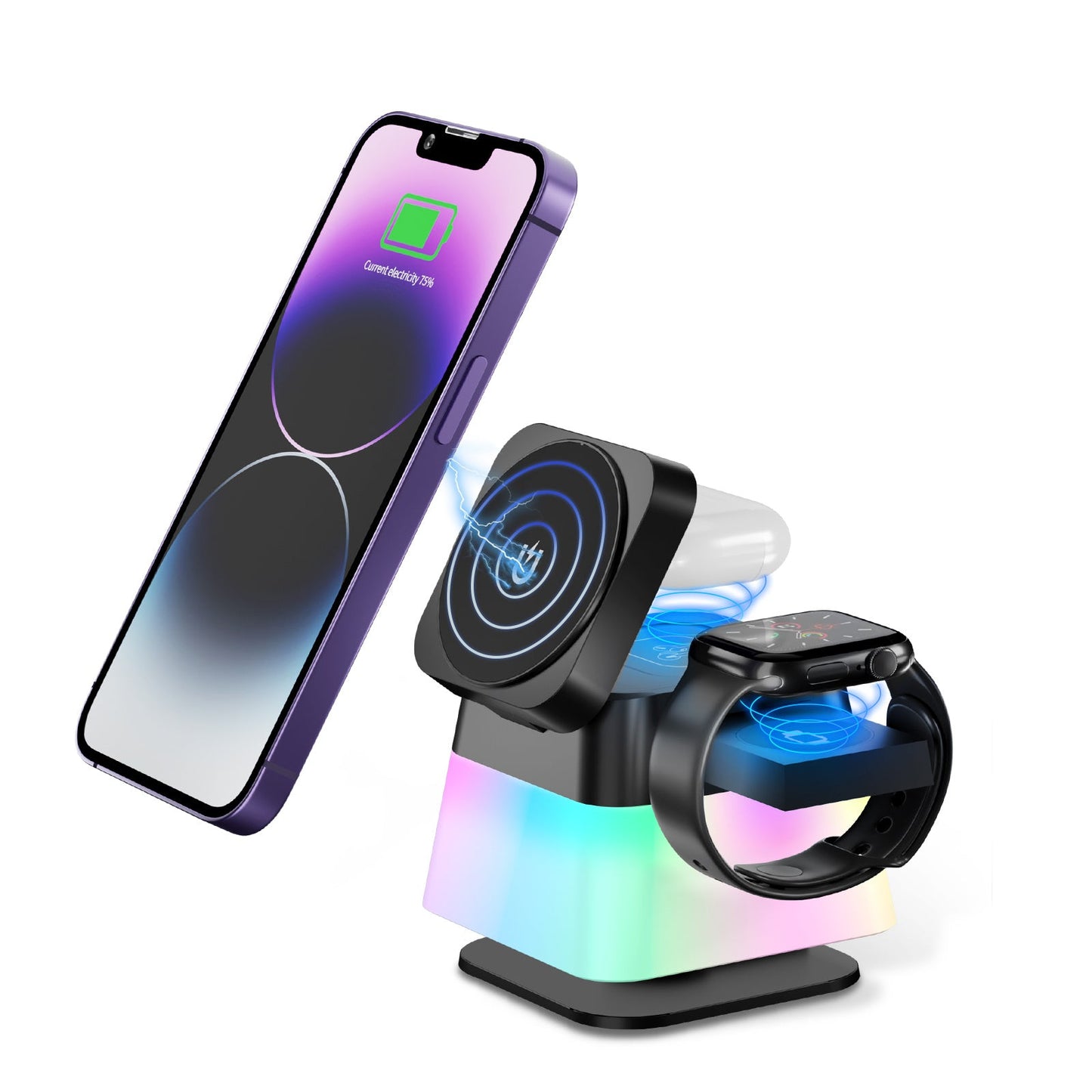 4 in 1 Magnetic Wireless Charger with Adjustable Night Lamp | Multi - Protection | Anti - slip Design - LUCKY FIG