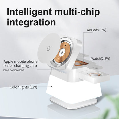 4 in 1 Magnetic Wireless Charger with Adjustable Night Lamp | Multi - Protection | Anti - slip Design - LUCKY FIG