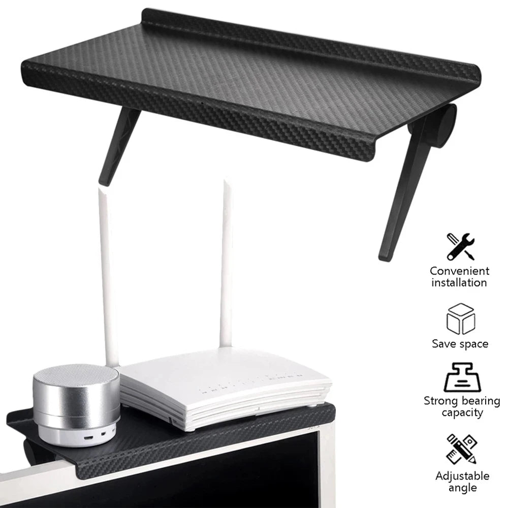 Adjustable TV & Computer Display Shelf – No - Drill, Eco - Friendly ABS, Space - Saving Storage for Media Equipment & Decor - LUCKY FIG