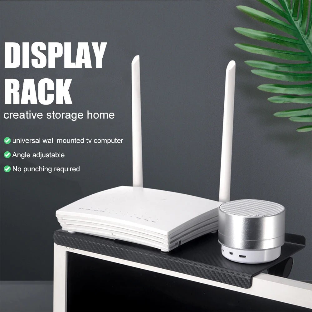 Adjustable TV & Computer Display Shelf – No - Drill, Eco - Friendly ABS, Space - Saving Storage for Media Equipment & Decor - LUCKY FIG