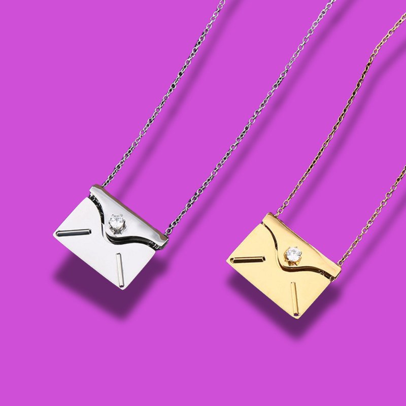 Custom Love Letter Envelope Pendant Necklace - Personalized Confession Locket - LUCKY FIG