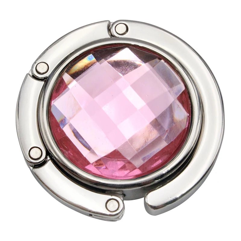 Functional Elegant Crystal Alloy Foldable Handbag Hook | Portable Purse Hanger | Non - Slip | Multicolor - LUCKY FIG