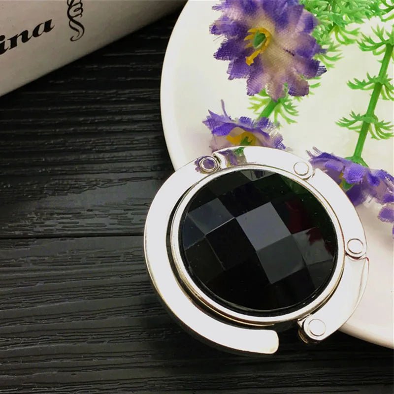 Functional Elegant Crystal Alloy Foldable Handbag Hook | Portable Purse Hanger | Non - Slip | Multicolor - LUCKY FIG