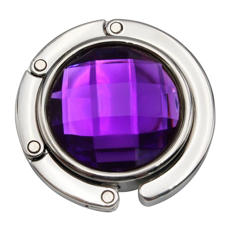 Functional Elegant Crystal Alloy Foldable Handbag Hook | Portable Purse Hanger | Non - Slip | Multicolor - LUCKY FIG