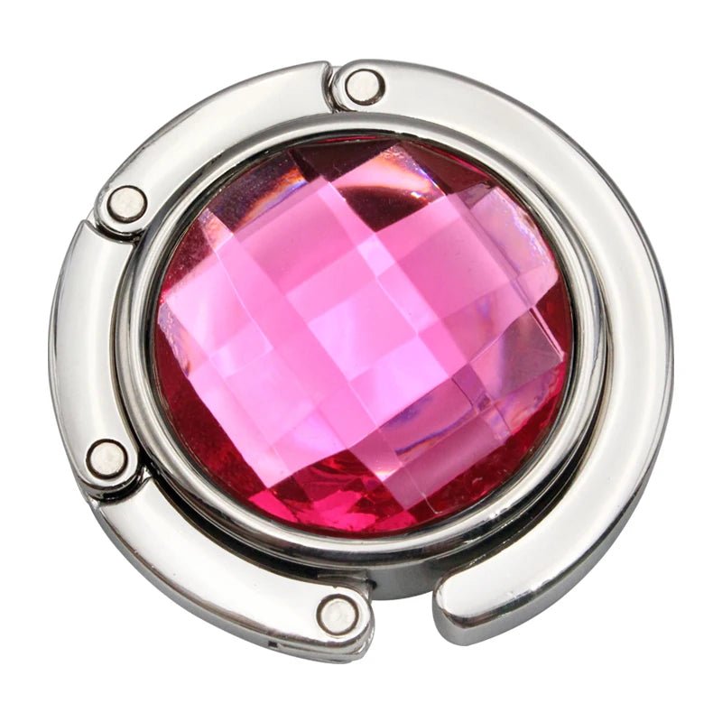Functional Elegant Crystal Alloy Foldable Handbag Hook | Portable Purse Hanger | Non - Slip | Multicolor - LUCKY FIG