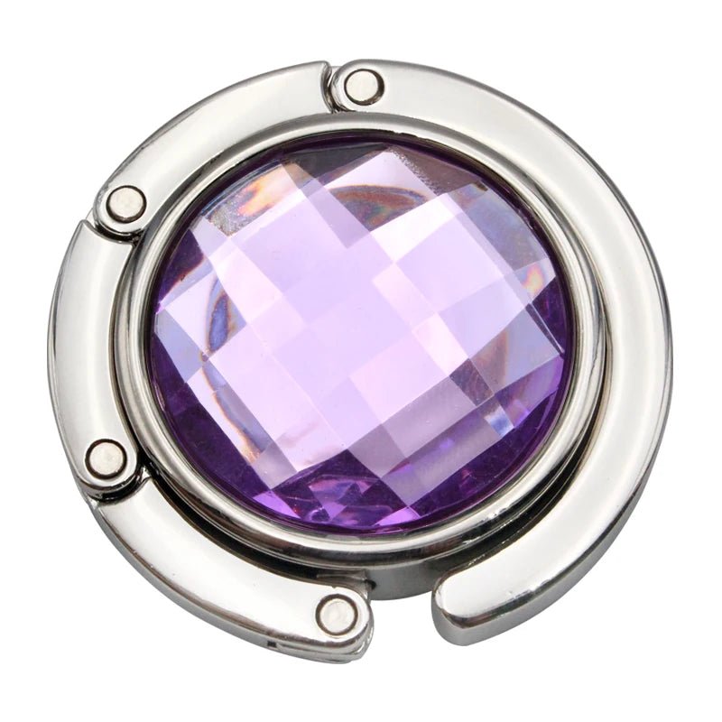 Functional Elegant Crystal Alloy Foldable Handbag Hook | Portable Purse Hanger | Non - Slip | Multicolor - LUCKY FIG