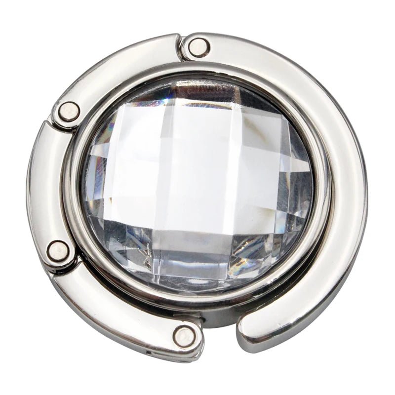 Functional Elegant Crystal Alloy Foldable Handbag Hook | Portable Purse Hanger | Non - Slip | Multicolor - LUCKY FIG